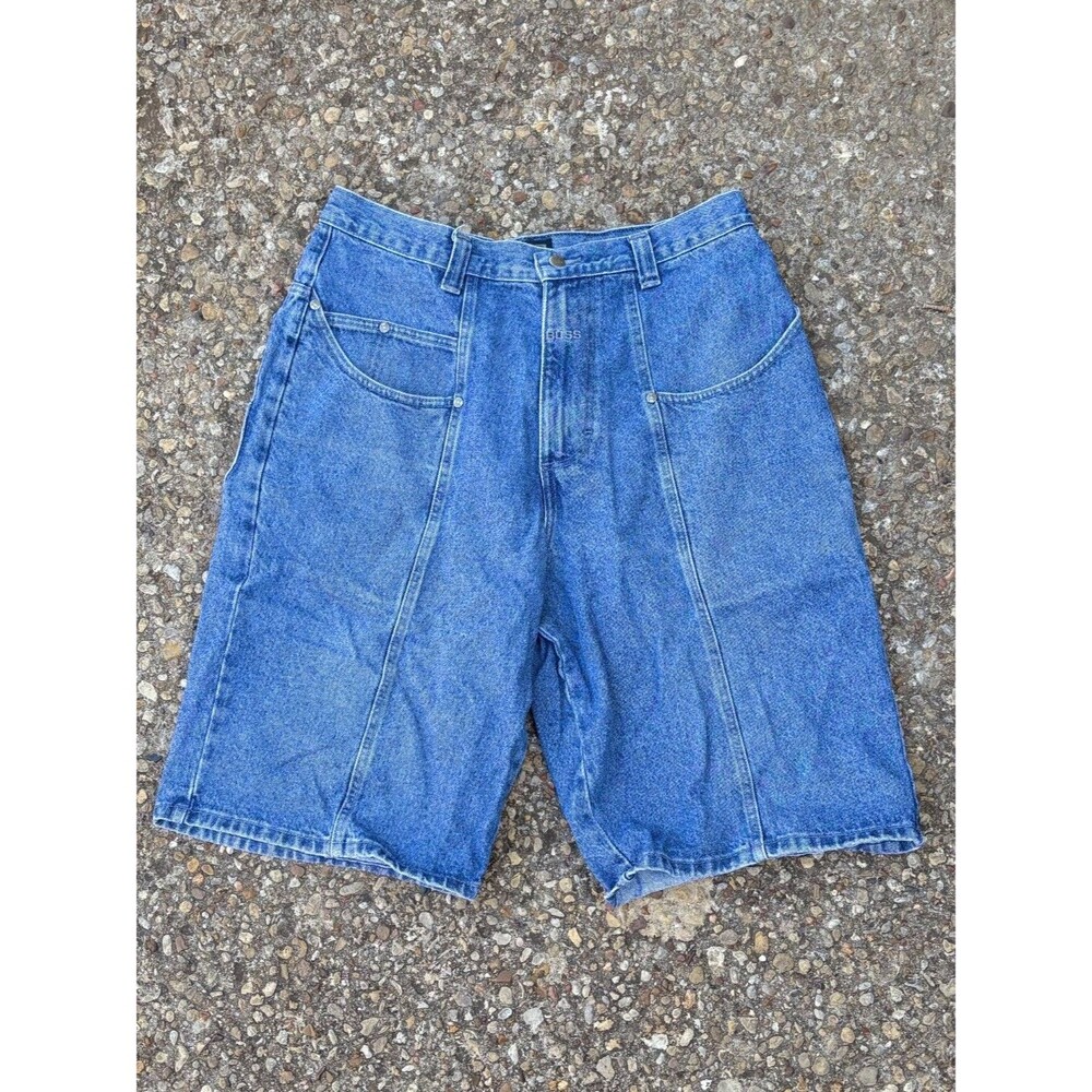 Boss by Hugo Design Denim Cargo Shorts Size 36 Mens Blue 25" Long Inseam